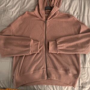 Abercrombie Mauve Waffle Zip-Up Hoodie Size M